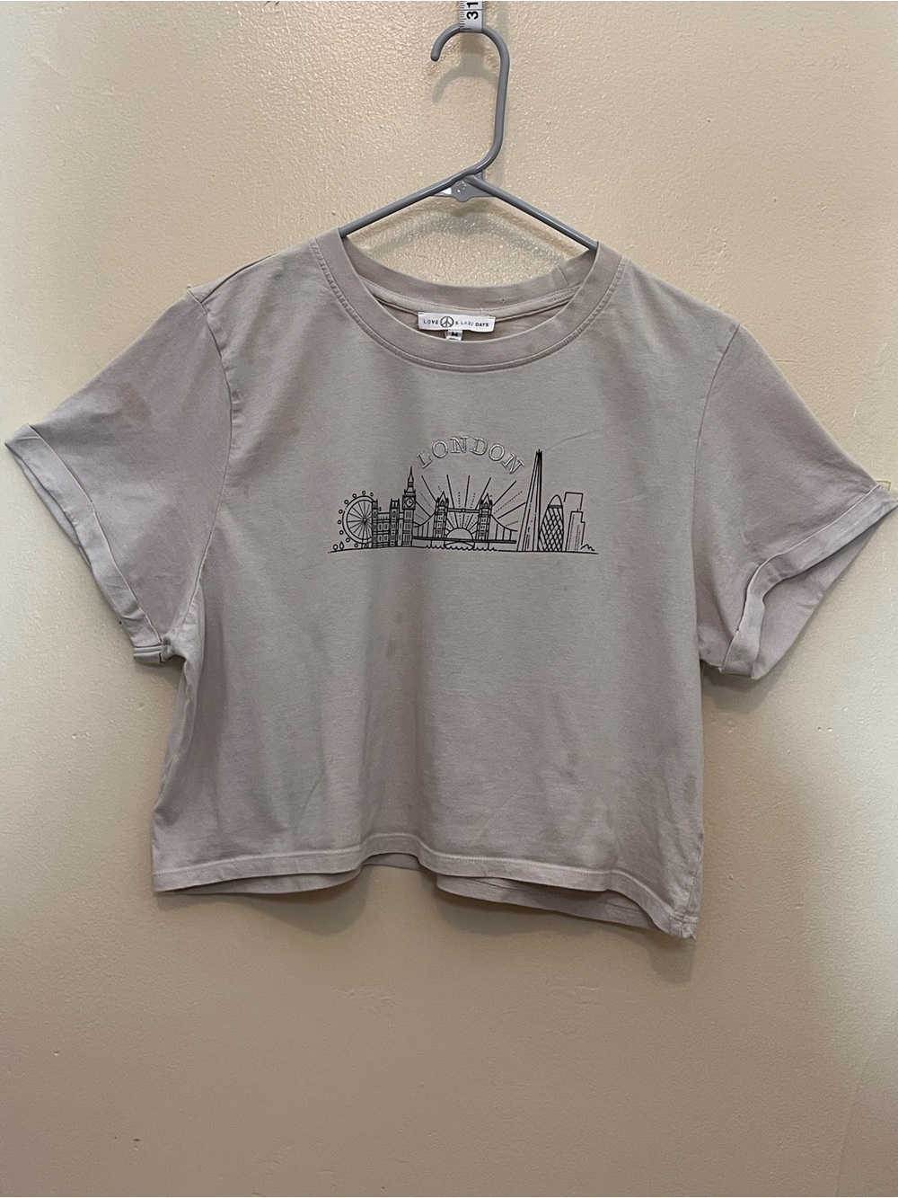 London Skyline Cropped Tee - Light Gray
